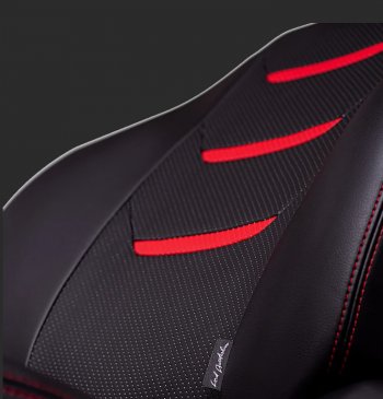10 299 р. Чехлы для сидений Lord Autofashion Турин 2 (экокожа, спинка 40/60, 3 П-образных подголовника) KIA Cerato 4 BD дорестайлинг седан (2018-2021) (Черный, вставка черная/красная, строчка красная)  с доставкой в г. Воронеж. Увеличить фотографию 2