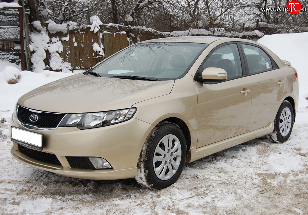 4 599 р. Накладка на передний бампер GT Dynamics KIA Cerato 2 TD седан (2008-2013) (Неокрашенная)  с доставкой в г. Воронеж