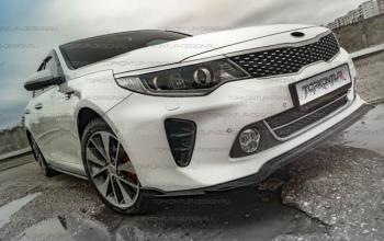 8 499 р. Юбка переднего бампера (только GT-Line бампер) TopKontur Design KIA Optima 4 JF дорестайлинг седан (2016-2018) (Неокрашенная)  с доставкой в г. Воронеж. Увеличить фотографию 2