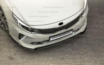 8 499 р. Юбка переднего бампера (только GT-Line бампер) TopKontur Design KIA Optima 4 JF дорестайлинг седан (2016-2018) (Неокрашенная)  с доставкой в г. Воронеж. Увеличить фотографию 3