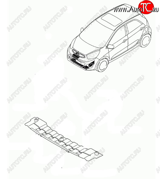 989 р. Пыльник переднего бампера HYUNDAI/KIA/MOBIS KIA Picanto 2 TA хэтчбэк 5 дв. дорестайлинг (2011-2015)  с доставкой в г. Воронеж