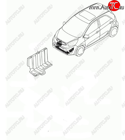 1 849 р. Правый защита двигателя (пыльник) HYUNDAI/KIA/MOBIS KIA Picanto 2 TA хэтчбэк 5 дв. дорестайлинг (2011-2015)  с доставкой в г. Воронеж