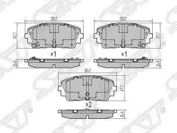 919 р. Колодки тормозные SAT (передние) KIA Picanto 2 TA хэтчбэк 5 дв. дорестайлинг (2011-2015)  с доставкой в г. Воронеж. Увеличить фотографию 1