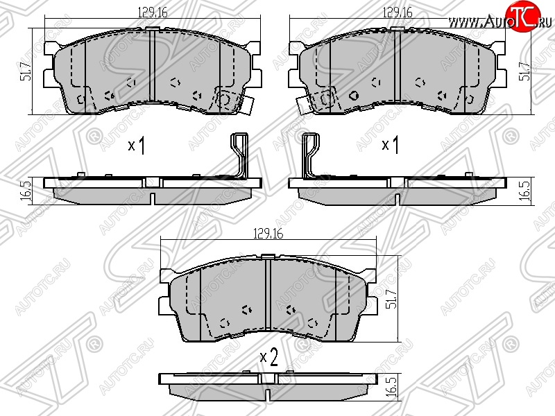 1 129 р. Колодки тормозные SAT (передние)  KIA Rio  1 DC - Shuma  с доставкой в г. Воронеж