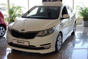 6 699 р. Накладка переднего бампера LitCompany KIA Rio 3 QB рестайлинг седан (2015-2017) (Неокрашенная)  с доставкой в г. Воронеж. Увеличить фотографию 2