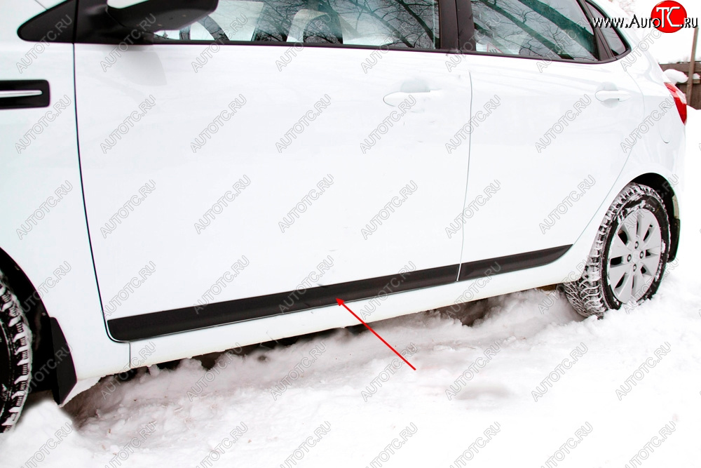 1 159 р. Молдинг двери RA (вариант 1, передний левый)  KIA Rio  3 QB (2011-2017) дорестайлинг седан, хэтчбек 5 дв. дорестайлинг, рестайлинг седан, хэтчбек 5 дв. рестайлинг (Поверхность шагрень)  с доставкой в г. Воронеж