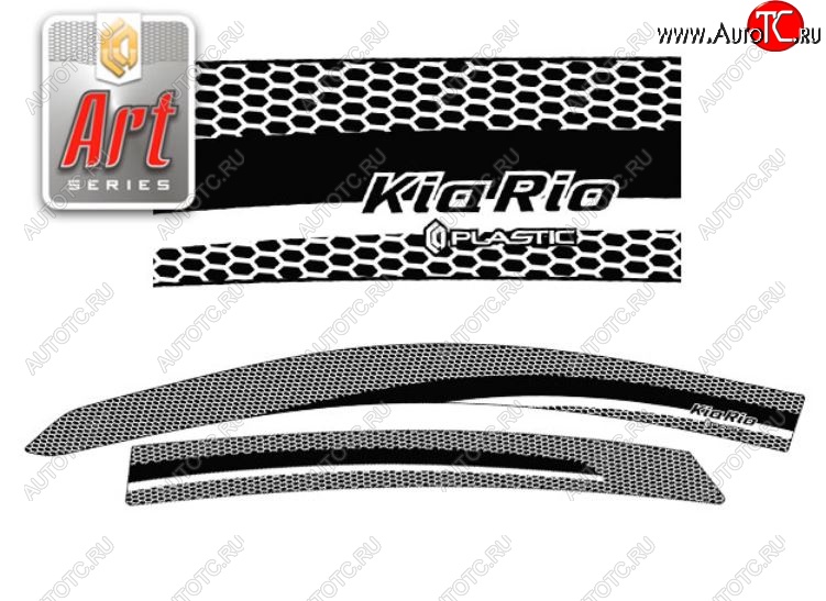 2 199 р. Дефлектора окон CA-Plastic KIA Rio 3 QB дорестайлинг седан (2011-2015) (Серия Art черная, Без хром.молдинга, Крепление только на скотч)  с доставкой в г. Воронеж