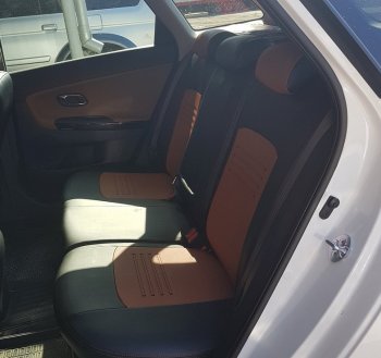 9 449 р. Чехлы для сидений Lord Autofashion Турин (экокожа) KIA Rio 3 QB рестайлинг седан (2015-2017) (Чёрный, вставка коричневая)  с доставкой в г. Воронеж. Увеличить фотографию 3