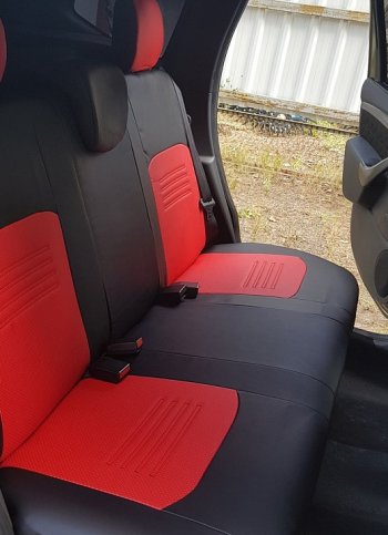 9 449 р. Чехлы для сидений Lord Autofashion Турин (экокожа) KIA Rio 3 QB рестайлинг седан (2015-2017) (Чёрный, вставка красная)  с доставкой в г. Воронеж. Увеличить фотографию 4