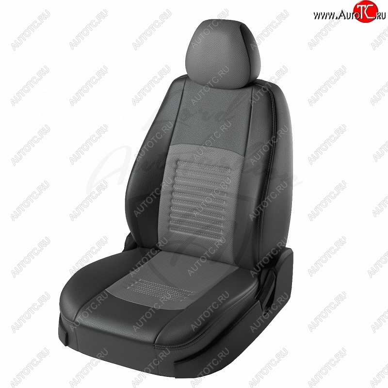 9 449 р. Чехлы для сидений Lord Autofashion Турин (экокожа) KIA Rio 3 QB рестайлинг седан (2015-2017) (Чёрный, вставка серая)  с доставкой в г. Воронеж