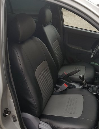 9 449 р. Чехлы для сидений Lord Autofashion Турин (экокожа) KIA Rio 3 QB рестайлинг седан (2015-2017) (Чёрный, вставка серая)  с доставкой в г. Воронеж. Увеличить фотографию 4
