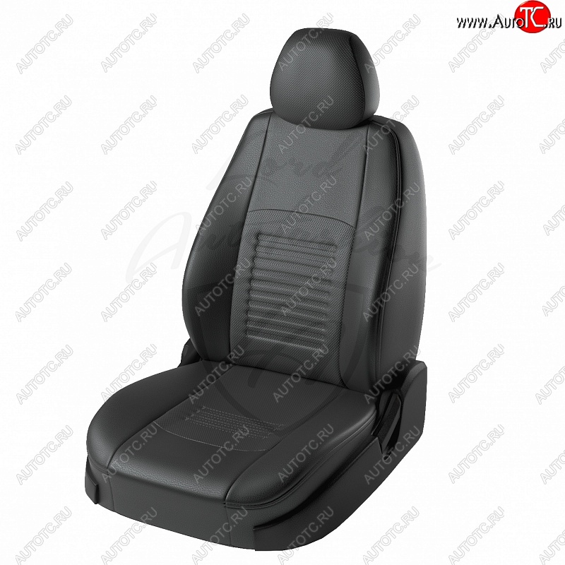 9 449 р. Чехлы для сидений Lord Autofashion Турин (экокожа) KIA Rio 3 QB рестайлинг седан (2015-2017) (Чёрный, вставка чёрная)  с доставкой в г. Воронеж