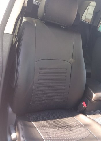 9 449 р. Чехлы для сидений Lord Autofashion Турин (экокожа) KIA Rio 3 QB рестайлинг седан (2015-2017) (Чёрный, вставка чёрная)  с доставкой в г. Воронеж. Увеличить фотографию 2