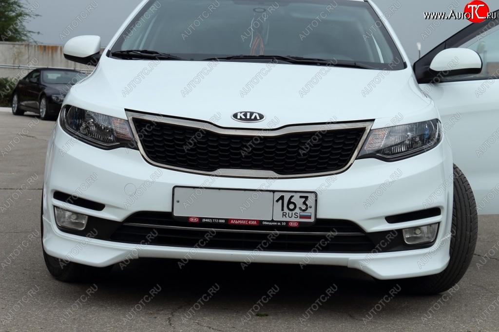 3 799 р. Накладки на передний бампер (рестайлинг) BS  KIA Rio  3 QB (2015-2017) рестайлинг седан (Неокрашенная)  с доставкой в г. Воронеж