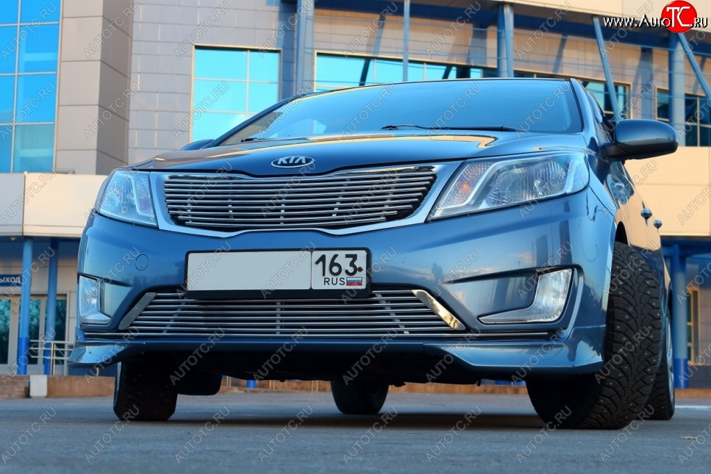 3 799 р. Накладки на передний бампер BS KIA Rio 3 QB дорестайлинг седан (2011-2015) (Неокрашенная)  с доставкой в г. Воронеж