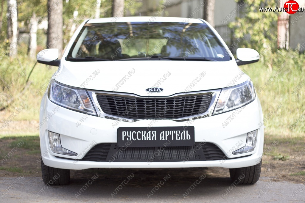 1 799 р. Защитная сетка решетки переднего бампера РА  KIA Rio  3 QB (2011-2015) дорестайлинг седан, дорестайлингхэтчбек5дв.  с доставкой в г. Воронеж