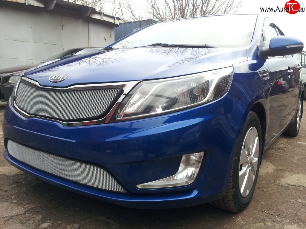 1 539 р. Нижняя сетка на бампер Russtal (хром) KIA Rio 3 QB хэтчбек 5 дв. дорестайлинг (2011-2015)  с доставкой в г. Воронеж