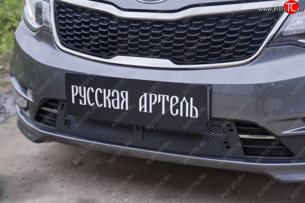 1 899 р. Защитная сетка решетки переднего бампера РА  KIA Rio  3 QB (2015-2017) рестайлинг седан  с доставкой в г. Воронеж