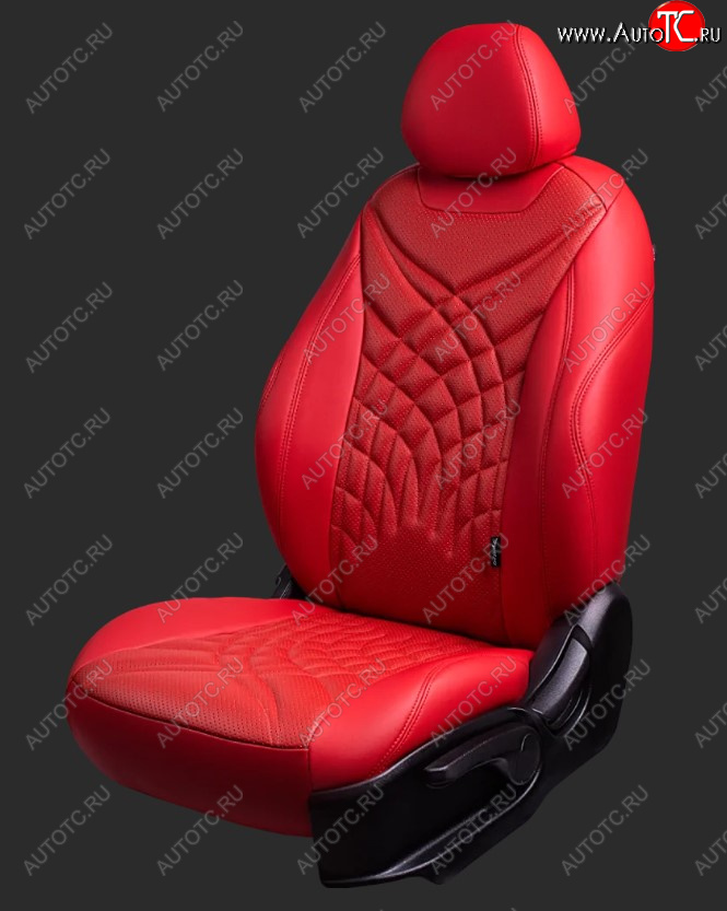 20 999 р. Чехлы для сидений Lord Autofashion Байрон ПРЕЗИДЕНТ (экокожа, спинка 60/40, 3 Г-образных подголовника)  KIA Rio ( 4 FB,  X-line,  4 YB,  X) (2016-2025) дорестайлинг седан, дорестайлинг, хэтчбэк, рестайлинг, рестайлинг седан, рестайлинг, хэтчбэк (Красный, вставка красная, строчка красная)  с доставкой в г. Воронеж