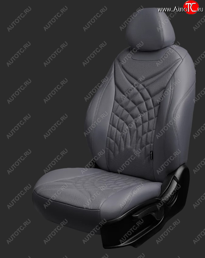 27 849 р. Чехлы для сидений Lord Autofashion Байрон ПРЕЗИДЕНТ (экокожа, спинка 60/40, 3 Г-образных подголовника)  KIA Rio ( 4 FB,  X-line,  4 YB,  X) (2016-2025) дорестайлинг седан, дорестайлинг, хэтчбэк, рестайлинг, рестайлинг седан, рестайлинг, хэтчбэк (Серый, вставка серая, строчка серая)  с доставкой в г. Воронеж
