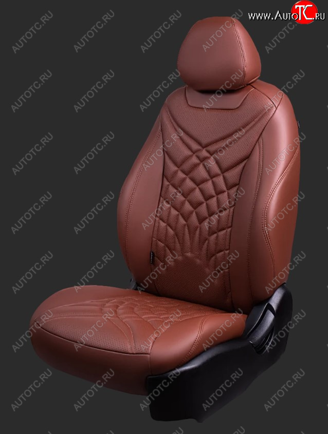 26 399 р. Чехлы для сидений Lord Autofashion Байрон ПРЕЗИДЕНТ (экокожа, спинка 60/40, 3 Г-образных подголовника)  KIA Rio ( 4 FB,  X-line,  4 YB,  X) (2016-2025) дорестайлинг седан, дорестайлинг, хэтчбэк, рестайлинг, рестайлинг седан, рестайлинг, хэтчбэк (Темно-коричневый, вставка темно-коричневая, строчка коричневая)  с доставкой в г. Воронеж
