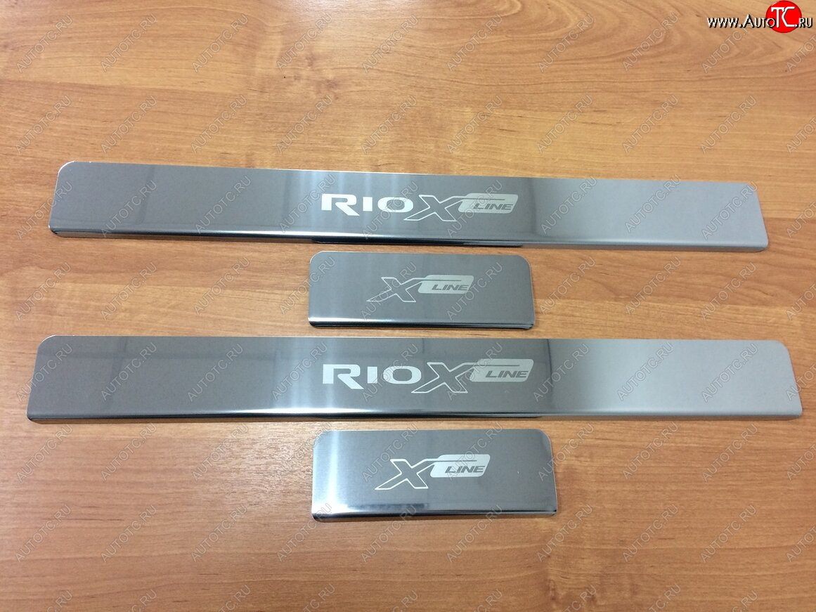 2 179 р. Накладки порожков салона INOX KIA Rio X-line (2017-2021) (Нержавеющая сталь)  с доставкой в г. Воронеж