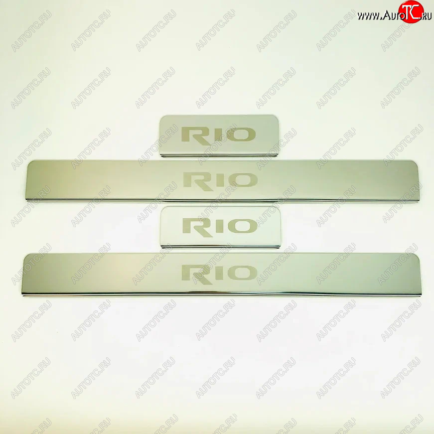 2 179 р. Накладки порожков салона INOX  KIA Rio ( 4 FB,  4 YB) (2016-2025) дорестайлинг седан, дорестайлинг, хэтчбэк, рестайлинг седан, рестайлинг, хэтчбэк (Нержавеющая сталь)  с доставкой в г. Воронеж