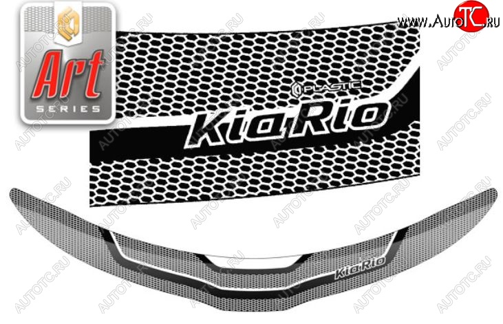 2 199 р. Дефлектор капота CA-Plastiс  KIA Rio  3 QB (2011-2015) хэтчбек 5 дв. дорестайлинг (серия Art белая)  с доставкой в г. Воронеж