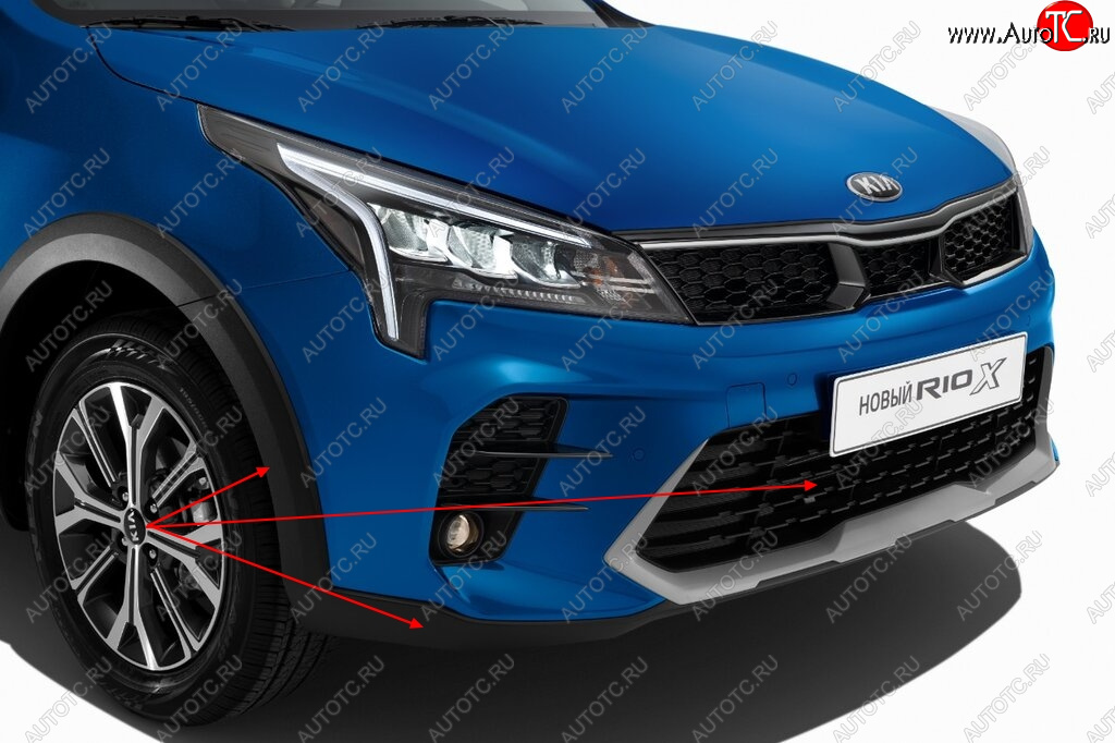 9 549 р. Накладка переднего бампера Original KIA Rio X рестайлинг (2020-2025)  с доставкой в г. Воронеж