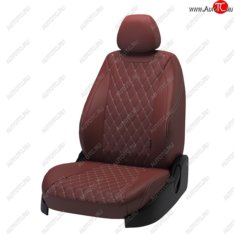 18 749 р. Чехлы для сидений Lord Autofashion Байрон (экокожа)  KIA Rio  3 QB (2011-2017) хэтчбек 5 дв. дорестайлинг, хэтчбек 5 дв. рестайлинг (Коричневый, вставка коричневая, строчка бежевая)  с доставкой в г. Воронеж