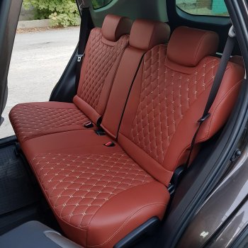 18 749 р. Чехлы для сидений Lord Autofashion Байрон (экокожа)  KIA Rio  3 QB (2011-2017) хэтчбек 5 дв. дорестайлинг, хэтчбек 5 дв. рестайлинг (Коричневый, вставка коричневая, строчка бежевая)  с доставкой в г. Воронеж. Увеличить фотографию 3
