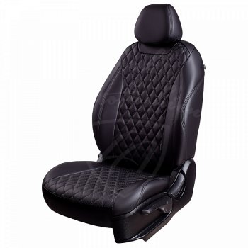 Чехлы для сидений Lord Autofashion Байрон (экокожа) KIA Rio  3 QB (2011-2017) хэтчбек 5 дв. дорестайлинг, хэтчбек 5 дв. рестайлинг (Черный, вставка черная, строчка черная)