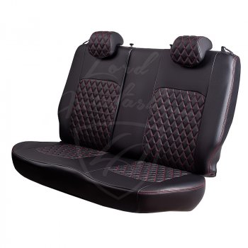 7 199 р. Чехлы для сидений Lord Autofashion Турин Ромб (экокожа)  KIA Rio ( 2 JB,  4 FB) (2005-2025) дорестайлинг седан, дорестайлинг, хэтчбэк 5 дв., рестайлинг, хэтчбэк 5 дв., рестайлинг седан (Черный, вставка черная, строчка красная)  с доставкой в г. Воронеж. Увеличить фотографию 4