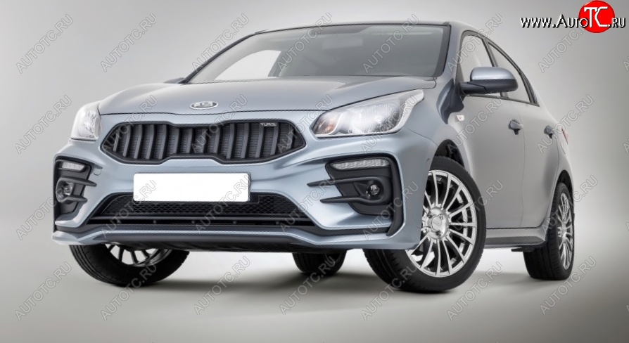 18 199 р. Передний бампер Kudos Original  KIA Rio  4 FB (2016-2020) дорестайлинг седан (Под прямоугольные ДХО с ПТФ, Неокрашенный)  с доставкой в г. Воронеж
