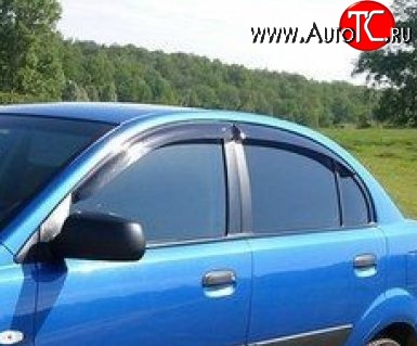 949 р. Комплект дефлекторов окон (ветровиков) 4 шт. Russtal KIA Rio 2 JB дорестайлинг седан (2005-2009)  с доставкой в г. Воронеж