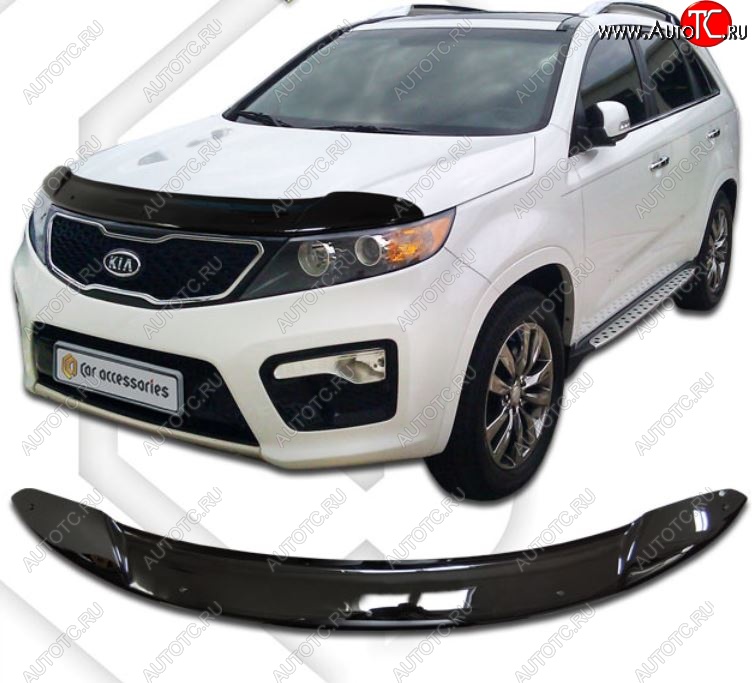 2 079 р. Дефлектор капота CA-Plastiс  KIA Sorento  XM (2009-2012) дорестайлинг (серия Classic черный, Без надписи)  с доставкой в г. Воронеж