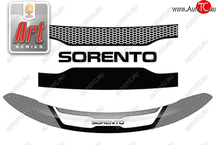 2 299 р. Дефлектор капота CA-Plastiс  KIA Sorento  XM (2009-2012) дорестайлинг (серия Art черная)  с доставкой в г. Воронеж