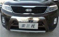 5 449 р. Накладка на передний бампер SuvStyle KIA Sorento XM рестайлинг (2012-2015) (Неокрашенная)  с доставкой в г. Воронеж. Увеличить фотографию 2