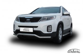 15 299 р. Защита переднего бампера Arbori (волна, нержавейка, 1 труба d57 mm).  KIA Sorento  XM (2012-2015) рестайлинг  с доставкой в г. Воронеж. Увеличить фотографию 2
