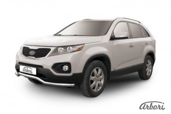 15 299 р. Защита переднего бампера Arbori (волна, нержавейка, 1 труба d57 mm).  KIA Sorento  XM (2009-2012) дорестайлинг  с доставкой в г. Воронеж. Увеличить фотографию 1