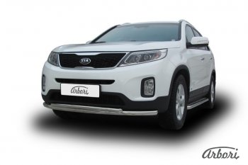 5 499 р. Защита переднего бампера Arbori (нержавейка, 2 трубы d57 и 42 mm) KIA Sorento XM рестайлинг (2012-2015)  с доставкой в г. Воронеж. Увеличить фотографию 2