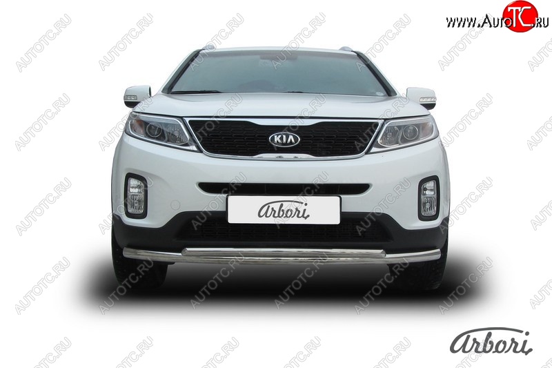 5 499 р. Защита переднего бампера Arbori (нержавейка, 2 трубы d57 и 42 mm) KIA Sorento XM рестайлинг (2012-2015)  с доставкой в г. Воронеж