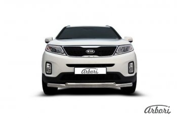 20 789 р. Защита переднего бампера Arbori (нержавейка, 2 трубы d76 и 57 mm)  KIA Sorento  XM (2012-2015) рестайлинг  с доставкой в г. Воронеж. Увеличить фотографию 2