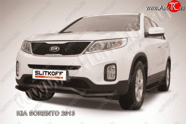 10 849 р. Защита переднего бампера из трубы d57 Slitkoff (волна)  KIA Sorento  XM (2012-2015) рестайлинг (Цвет: серебристый)  с доставкой в г. Воронеж