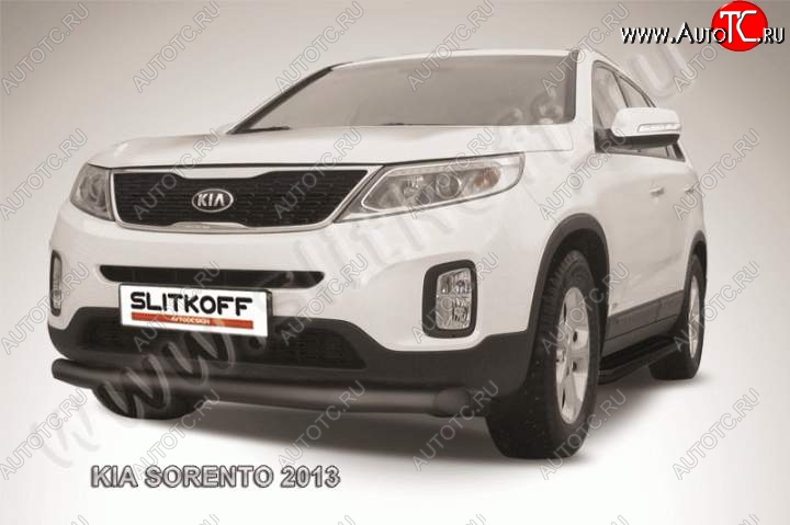 10 649 р. Защита переднего бампера из трубы d76 Slitkoff KIA Sorento XM рестайлинг (2012-2015) (Цвет: серебристый)  с доставкой в г. Воронеж