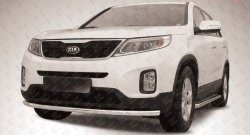 12 299 р. Одинарная защита переднего бампера из трубы диаметром 57 мм Slitkoff KIA Sorento XM рестайлинг (2012-2015) (Нержавейка, Полированная)  с доставкой в г. Воронеж. Увеличить фотографию 1