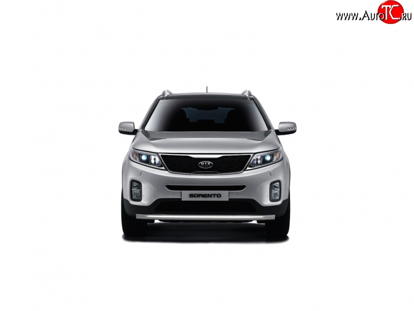 14 789 р. Защита переднего бампера одинарная из трубы d63 мм Petroil Tuning  KIA Sorento  XM (2012-2015) рестайлинг (Нержавеющая полированная сталь)  с доставкой в г. Воронеж