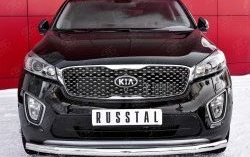 16 899 р. Одинарная защита переднего бампера диаметром 63 мм SLITKOFF  KIA Sorento  UM/Prime (2014-2018) дорестайлинг  с доставкой в г. Воронеж. Увеличить фотографию 1