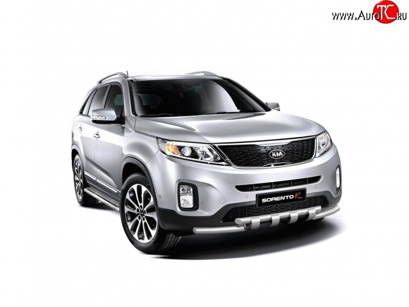 13 499 р. Широкая защита порогов Petroil Tuning KIA Sorento XM рестайлинг (2012-2015) (Нержавеющая полированная сталь)  с доставкой в г. Воронеж