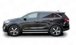 17 299 р. Защита порогов из круглой трубы диаметром 63 мм Russtal KIA Sorento UM/Prime дорестайлинг (2014-2018) (Защита порогов с со скосами на торцах (вариант 1))  с доставкой в г. Воронеж. Увеличить фотографию 1